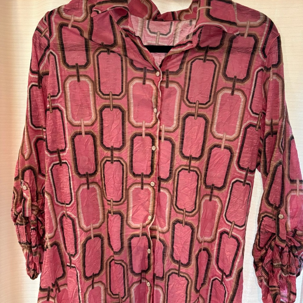 David Cline Pink and Brown Button Down Shirt